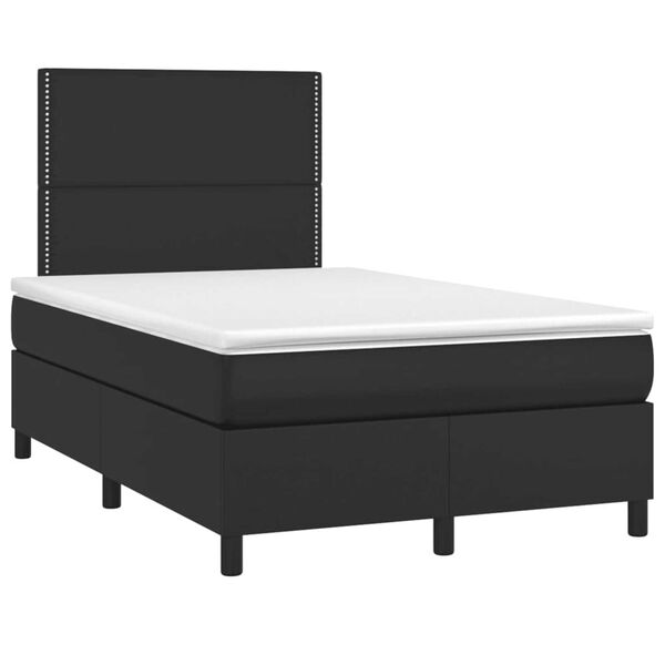 vidaXL Pat box spring cu saltea, negru, 120x190 cm, piele ecologică