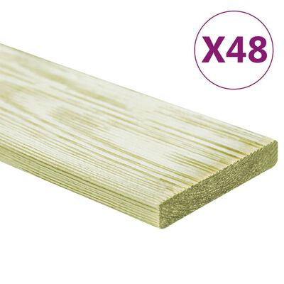vidaXL Plăci de pardoseală 48 buc. 5,76 m² 1 m, lemn masiv pin tratat