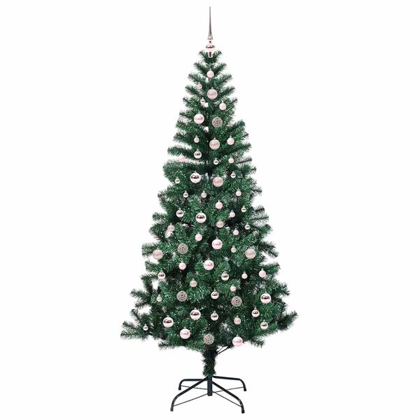 vidaXL Pom de Crăciun artificial pre-iluminat cu 300 LED Verde 240 cm