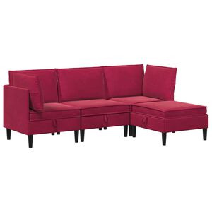vidaXL Set de mobilier pentru living 4 buc. Roșu Vin Catifea