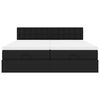 vidaXL Pat otoman cu saltele și LEDs, negru 160x200cm, piele ecologică