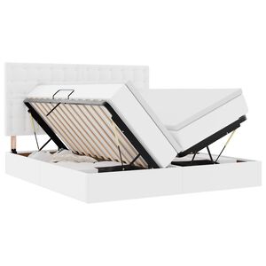 vidaXL Pat cu saltea și LED Alb pur 180 x 200 cm Piele artificială