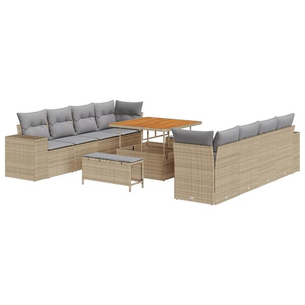 vidaXL Set de canapele pentru grădină 11 pcs Beige și gri deschis