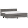 vidaXL Pat box spring cu saltea, gri, 200x200 cm, piele ecologică