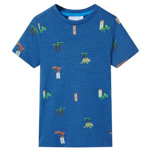 vidaXL Tricou pentru copii, albastru &icirc;nchis melanj, 104