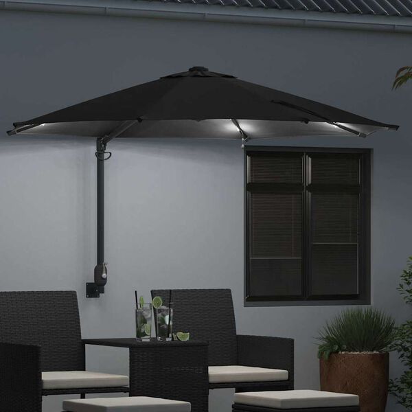vidaXL Parasol de Grădină Negru 248 x 248 x 148 cm Poliester și oțel