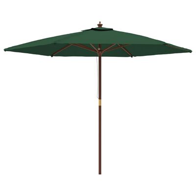vidaXL Umbrelă de soare de grădină stâlp din lemn, verde, 299 x 240 cm