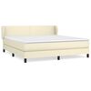 vidaXL Pat box spring cu saltea, crem, 160x200 cm, piele ecologică