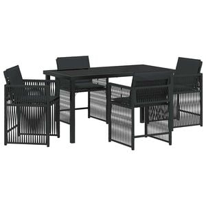 vidaXL Set de masă pentru grădină 5 buc. Negru poliratan