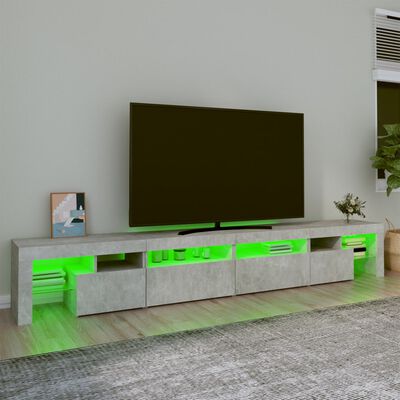 vidaXL Comodă TV cu lumini LED, gri beton, 260x36,5x40cm