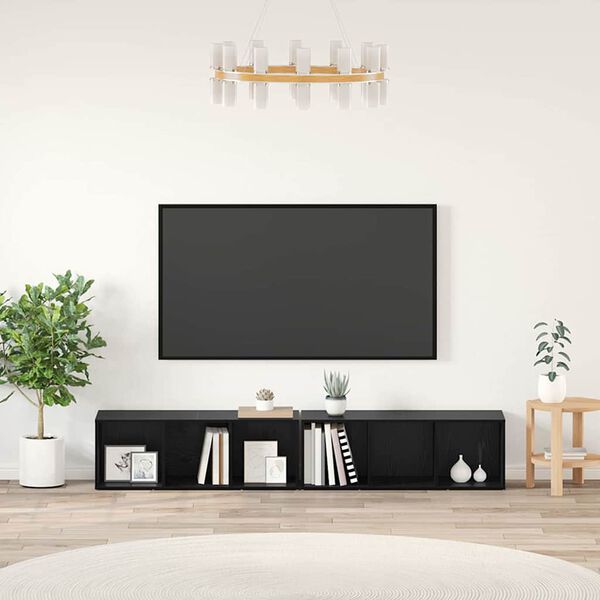 vidaXL Set comodă TV 2 pcs Stejar Negru 37 x 35 x 107cm Lemn compozit