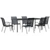 vidaXL Set mobilier de grădină, 7 piese, negru, oțel și textilenă