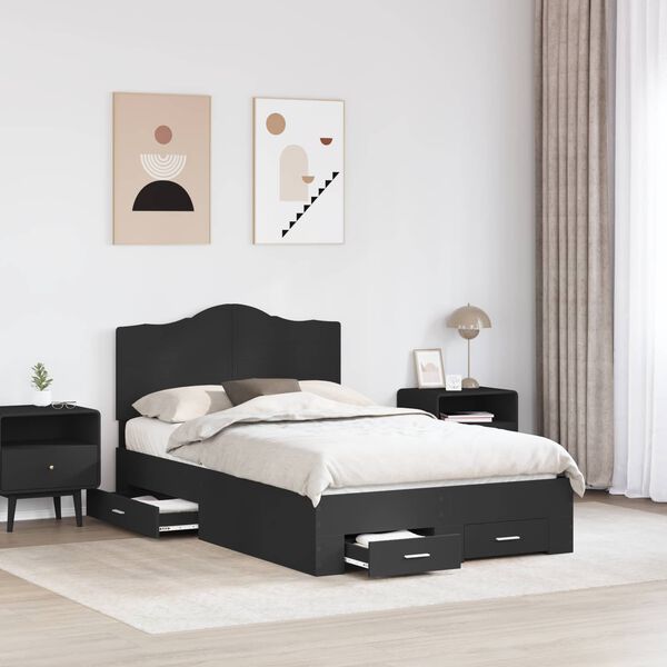 vidaXL Cadru de pat cu headboard Negru 120 x 200 cm Lemn compozit