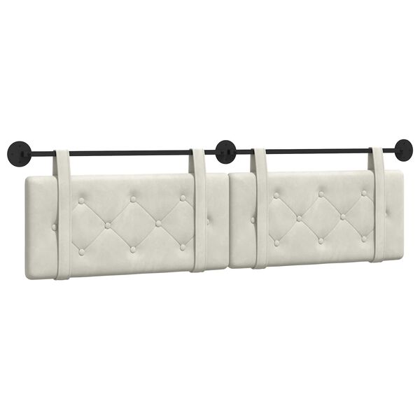 vidaXL Cap de pat suspendat Pe perete Crem 190 x 55 x 5 cm Catifea