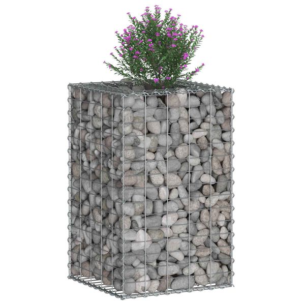 vidaXL Pat ridicat din gabion Argintiu 50 x 50 x 80 cm Oțel Galvanizat