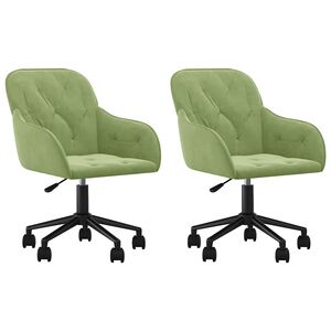 vidaXL Scaune de bucătărie pivotante, 2 buc., verde deschis, catifea