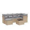 vidaXL Set canapele de grădină, 7 piese, cu perne, bej, poliratan