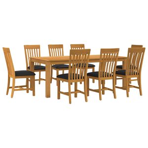 vidaXL Set de dining 9 buc. Negru Lemn de stejar masiv