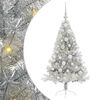 vidaXL Pom de Crăciun artificial pre-iluminat Argintiu 120 cm PET