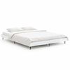 vidaXL Cadru de pat, alb extralucios, 135x190 cm, lemn prelucrat