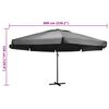 vidaXL Umbrelă de soare de exterior, st&acirc;lp aluminiu, antracit, 600 cm