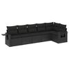 vidaXL Set mobilier de grădină cu perne, 6 piese, negru, poliratan