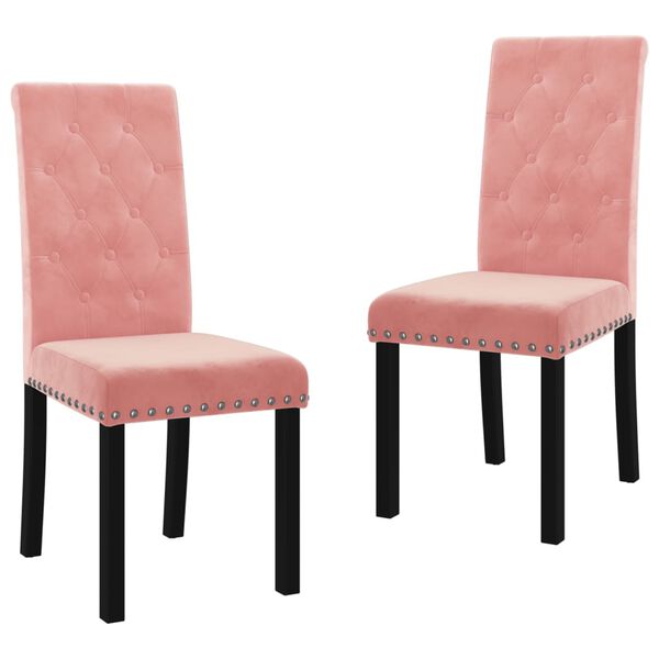 vidaXL Scaune de sufragerie, 2 buc., roz, catifea