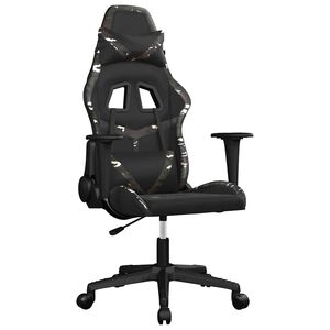 vidaXL Scaun de gaming de masaj, negru și camuflaj, piele ecologică
