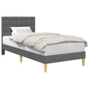 vidaXL Cadru de pat cu headboard Gri &icirc;nchis 90 x 190 cm Țesătură