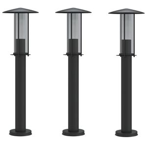 vidaXL Lămpi de podea de exterior 3 buc. negru 60 cm oțel inoxidabil