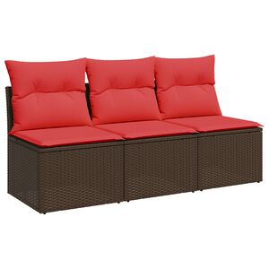 vidaXL | Canapea de grădină | cu pernă Maro 165 x 62 x 69 cm Rattan poli