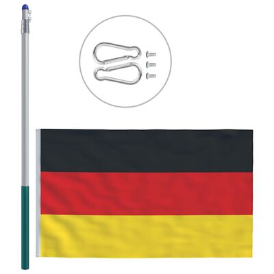 vidaXL Drapel Germania și stâlp din aluminiu 6 m