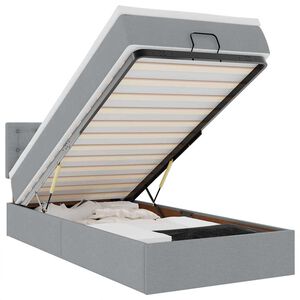 vidaXL Cadru de pat otoman cu saltea țesătură gri deschis 90x190cm