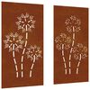 vidaXL Decor perete grădină 2 buc. 105x55 cm design flori oțel Corten