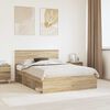 vidaXL Cadru de pat cu headboard Sonoma 140 x 190 cm Lemn compozit