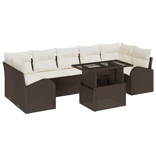 vidaXL Set de canapele pentru grădină cu pernă 8 pcs Maro Rattan poli