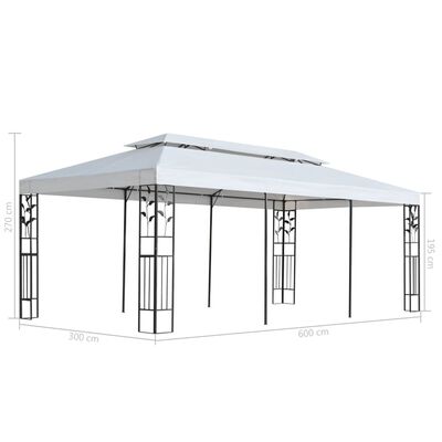 vidaXL Pavilion, alb, 3 x 6 m