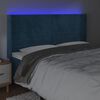vidaXL Tăblie de pat cu LED, albastru &icirc;nchis, 203x16x118/128cm catifea