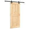 vidaXL Ușă glisantă Natural și Negru 90 x 210 cm Lemn de Pin Solid
