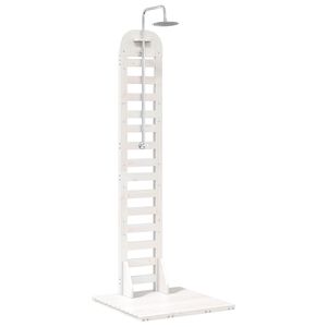 vidaXL Duș exterior 223 cm Lemn masiv de pin și oțel inoxidabil Alb