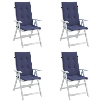 vidaXL Perne scaune cu spătar înalt, 4 buc., bleumarin, textil