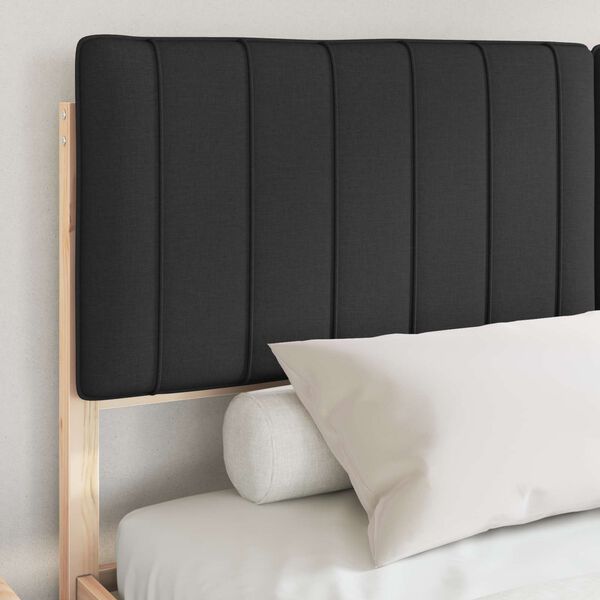 vidaXL Cadru de pat cu tăblie tapițată cu headboard Negru 150 x 200 cm