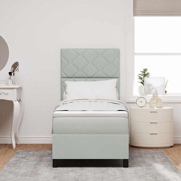 vidaXL Pat cu arcuri cu saltea Gri deschis 80 x 200 cm țesătură