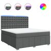 vidaXL Pat box spring cu saltea, gri &icirc;nchis, 180x200 cm, textil