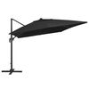 vidaXL Umbrelă suspendată cu LED și stâlp aluminiu negru 400x300 cm