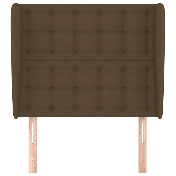 vidaXL Tăblie de pat cu aripioare maro &icirc;nchis 93x23x118/128 cm textil