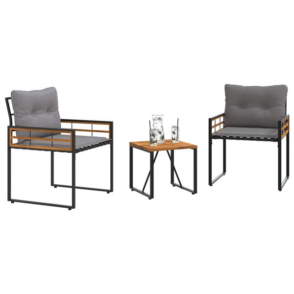 vidaXL Set de Mobilier pentru Exterior cu pernă 3 pcs Gri deschis