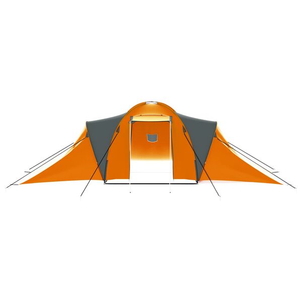 vidaXL Cort camping, 9 persoane, gri și portocaliu, material textil
