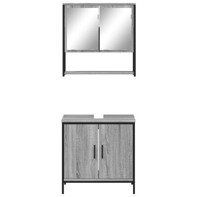 vidaXL Set mobilier de baie, 2 piese, gri sonoma, lemn prelucrat