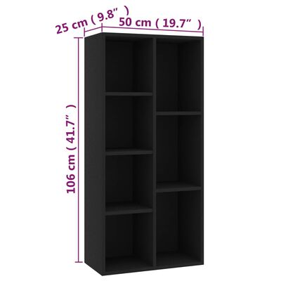 vidaXL Bibliotecă, negru, 50 x 25 x 106 cm, PAL